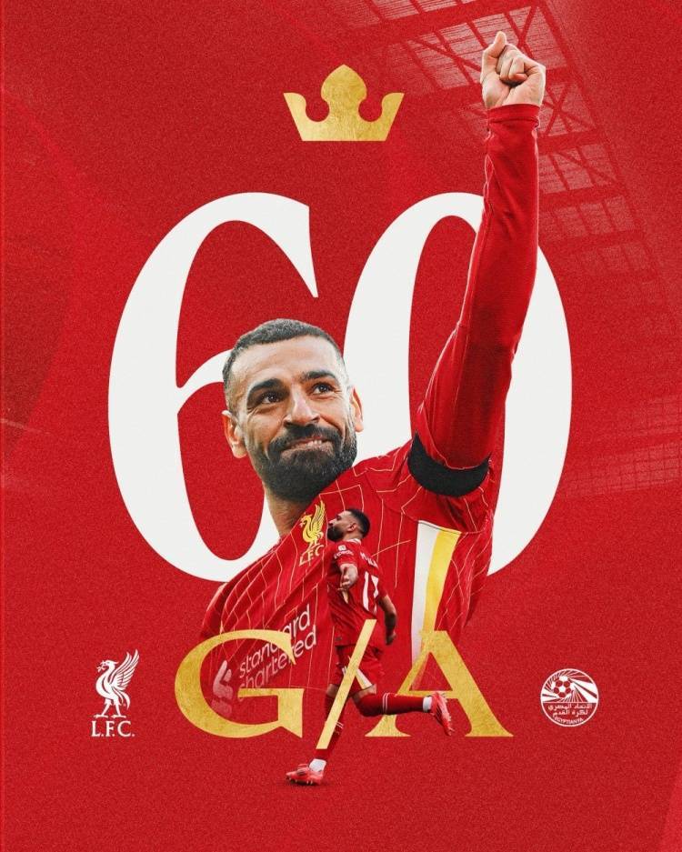 利物浦社媒祝贺萨拉赫：本赛季俱乐部和国家队直接参与进球数60个